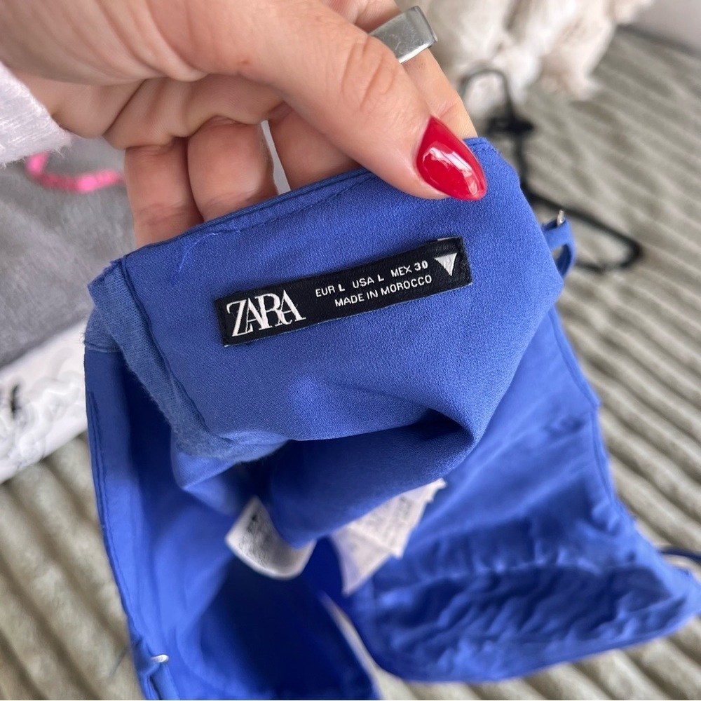 Zara Royal Blue Cropped Tank Top- L - Picture 6 of 7